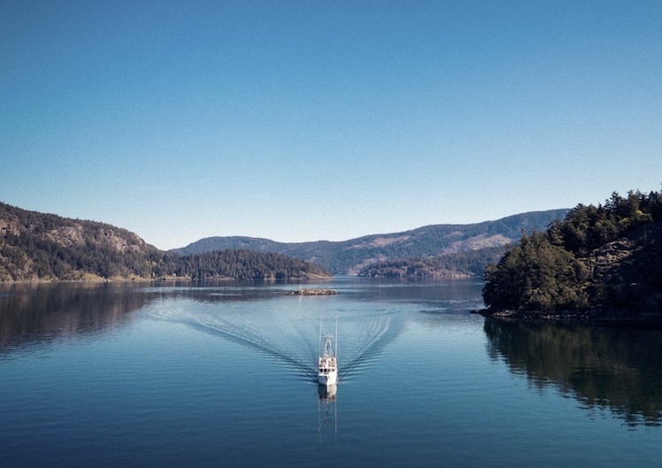 Fishing Boat sails in Cowichan Bay